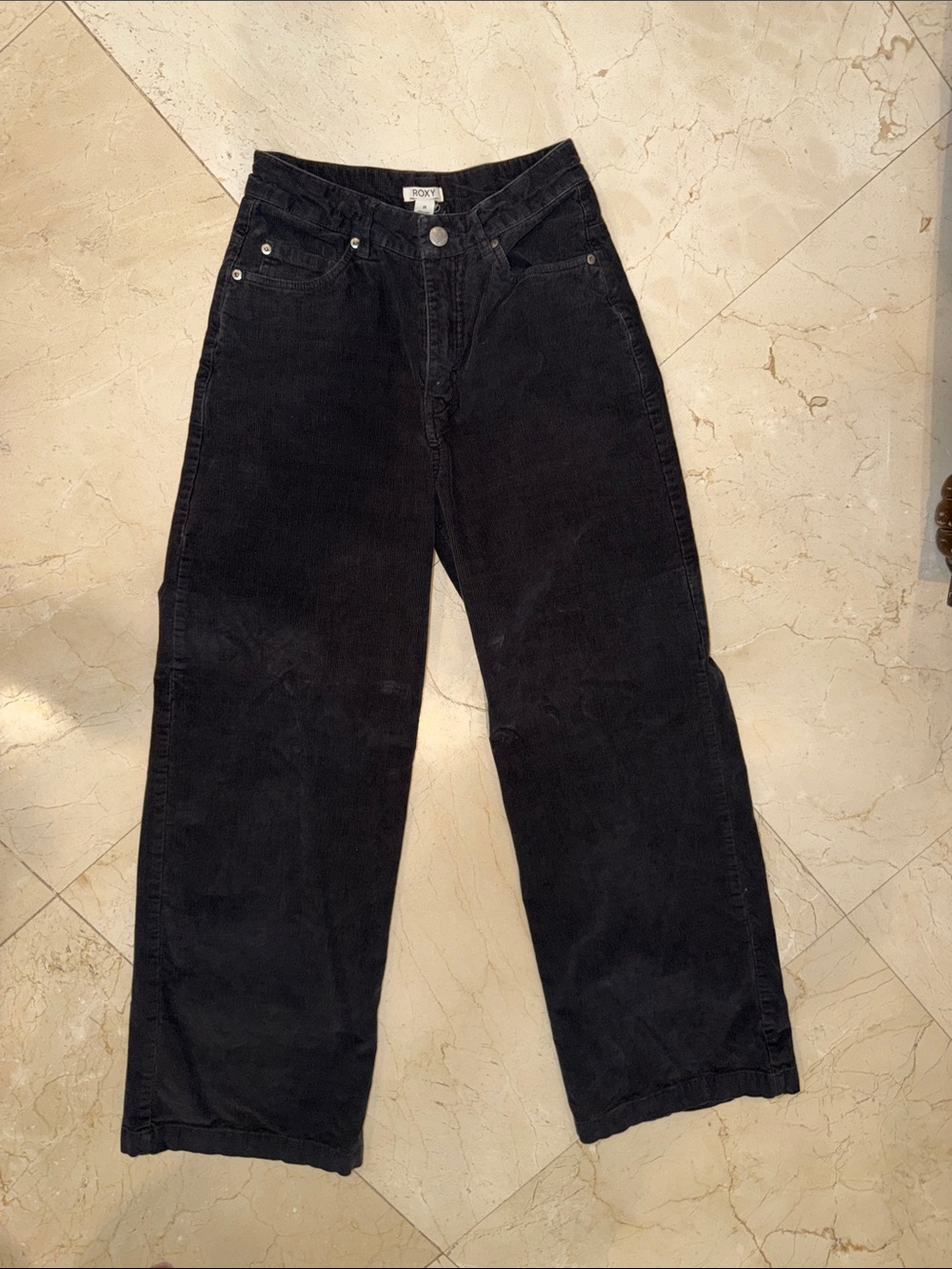 Adorable black faded ROXY Wide-Leg Corduroy Pants, size 25, EUC. Worn 1-2x